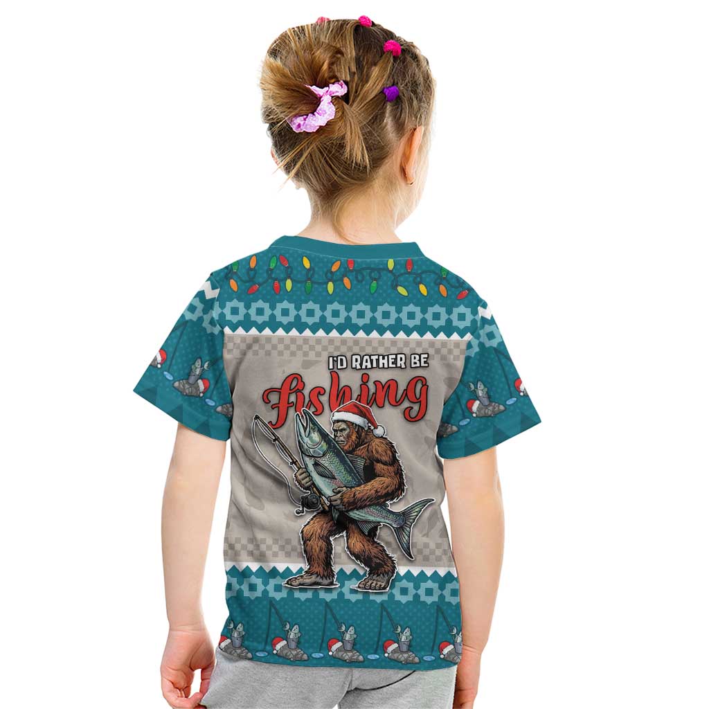 Bigfoot Fishing Christmas Kid T Shirt Funny Style - Wonder Print Shop