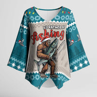 Bigfoot Fishing Christmas Kimono Sleeve Blouse Funny Style - Wonder Print Shop