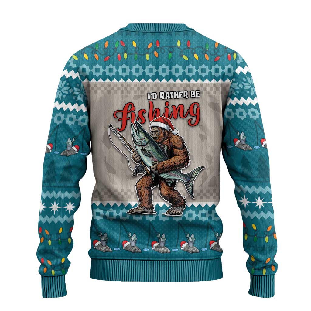 Fishing Christmas Ugly Christmas Sweater Bigfoot Xmas Funny Style - Wonder Print Shop