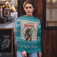 Fishing Christmas Ugly Christmas Sweater Bigfoot Xmas Funny Style - Wonder Print Shop