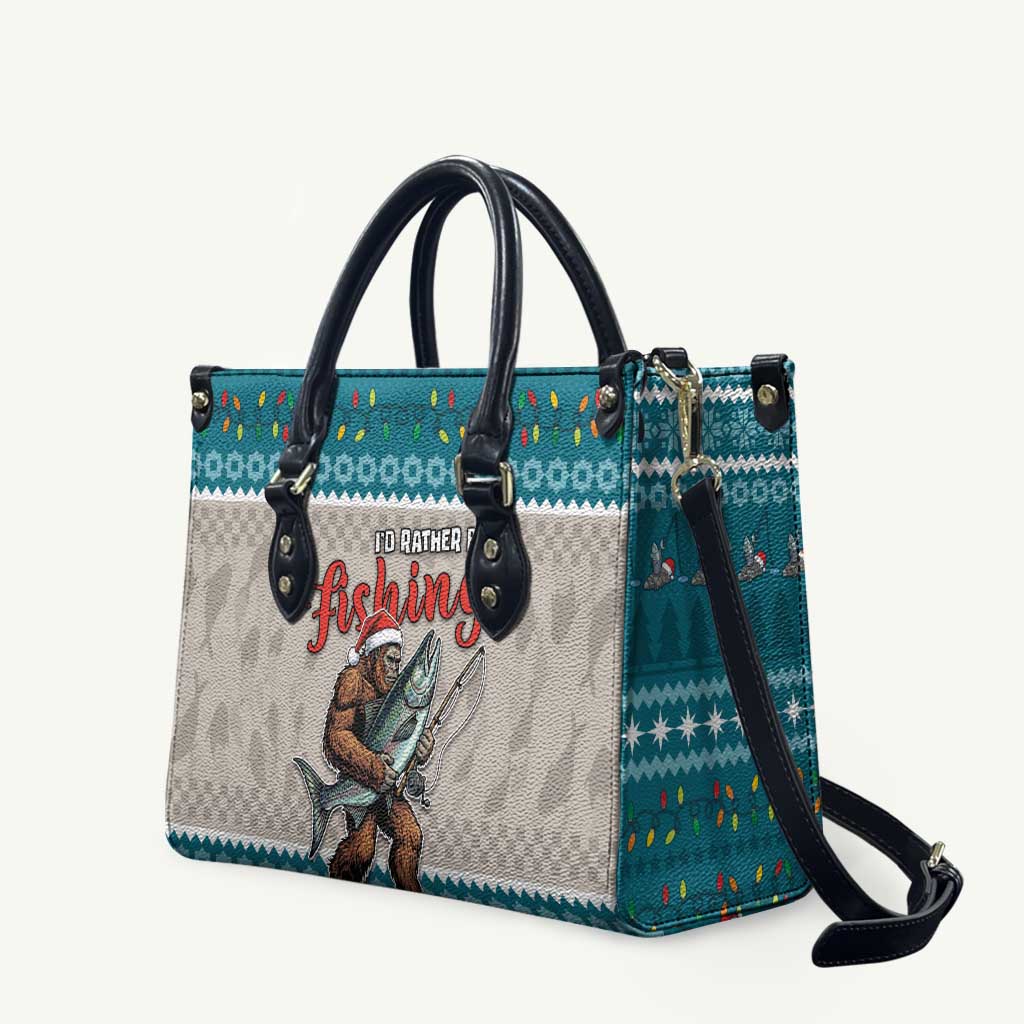 Bigfoot Fishing Christmas Leather Bag Funny Style - Wonder Print Shop