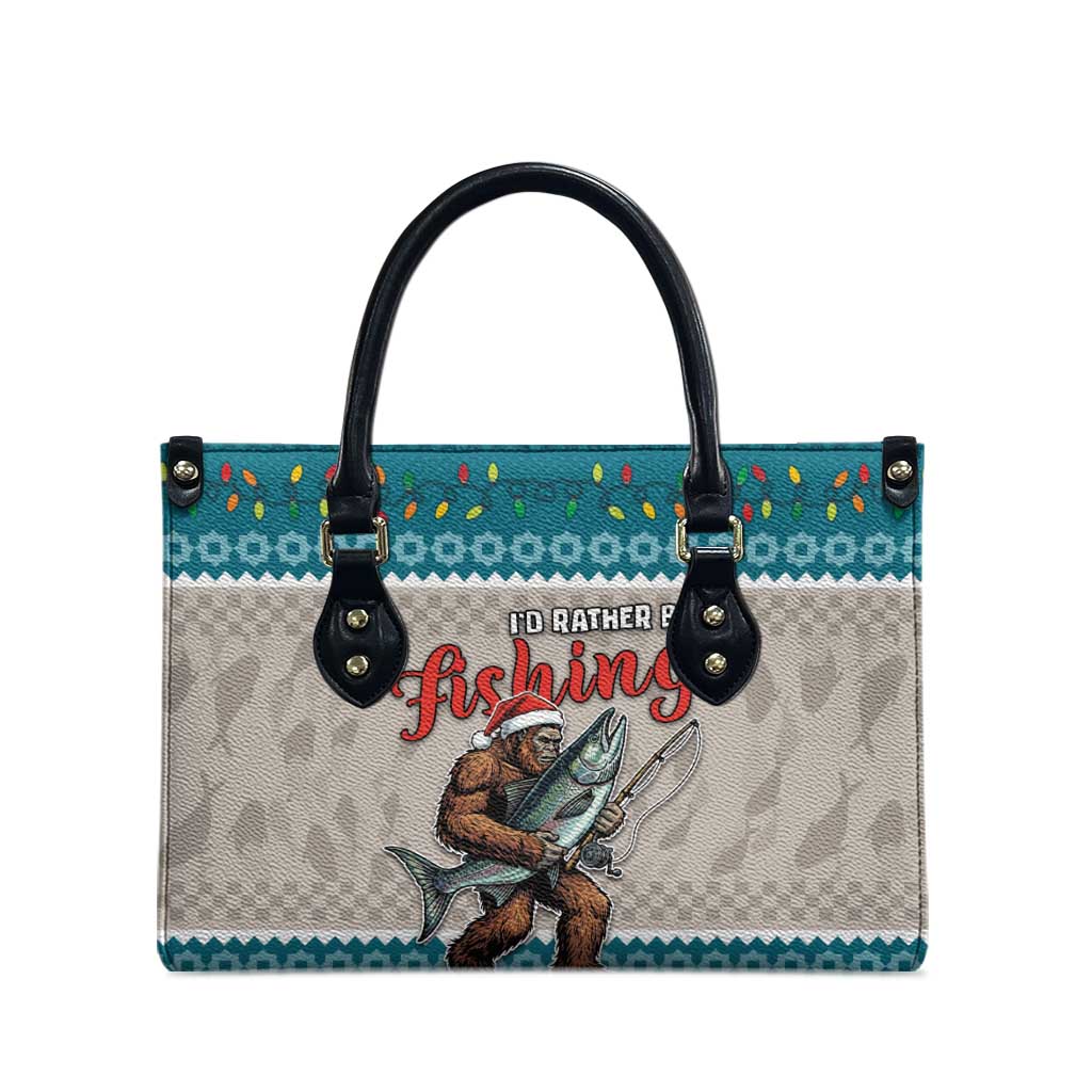 Bigfoot Fishing Christmas Leather Bag Funny Style - Wonder Print Shop