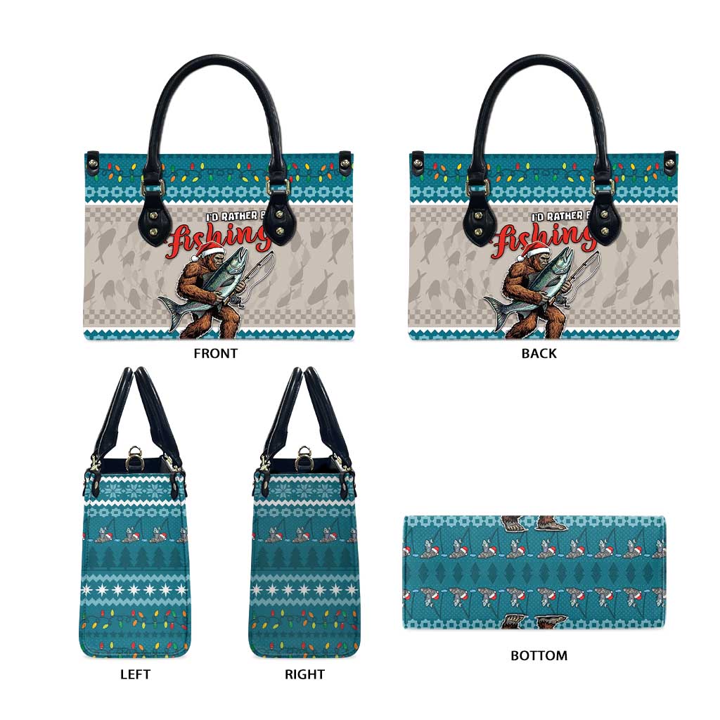 Bigfoot Fishing Christmas Leather Bag Funny Style - Wonder Print Shop