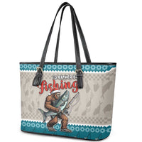 Bigfoot Fishing Christmas Leather Tote Bag Funny Style - Wonder Print Shop