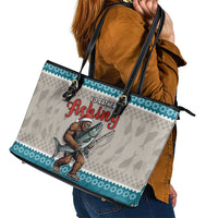 Bigfoot Fishing Christmas Leather Tote Bag Funny Style - Wonder Print Shop