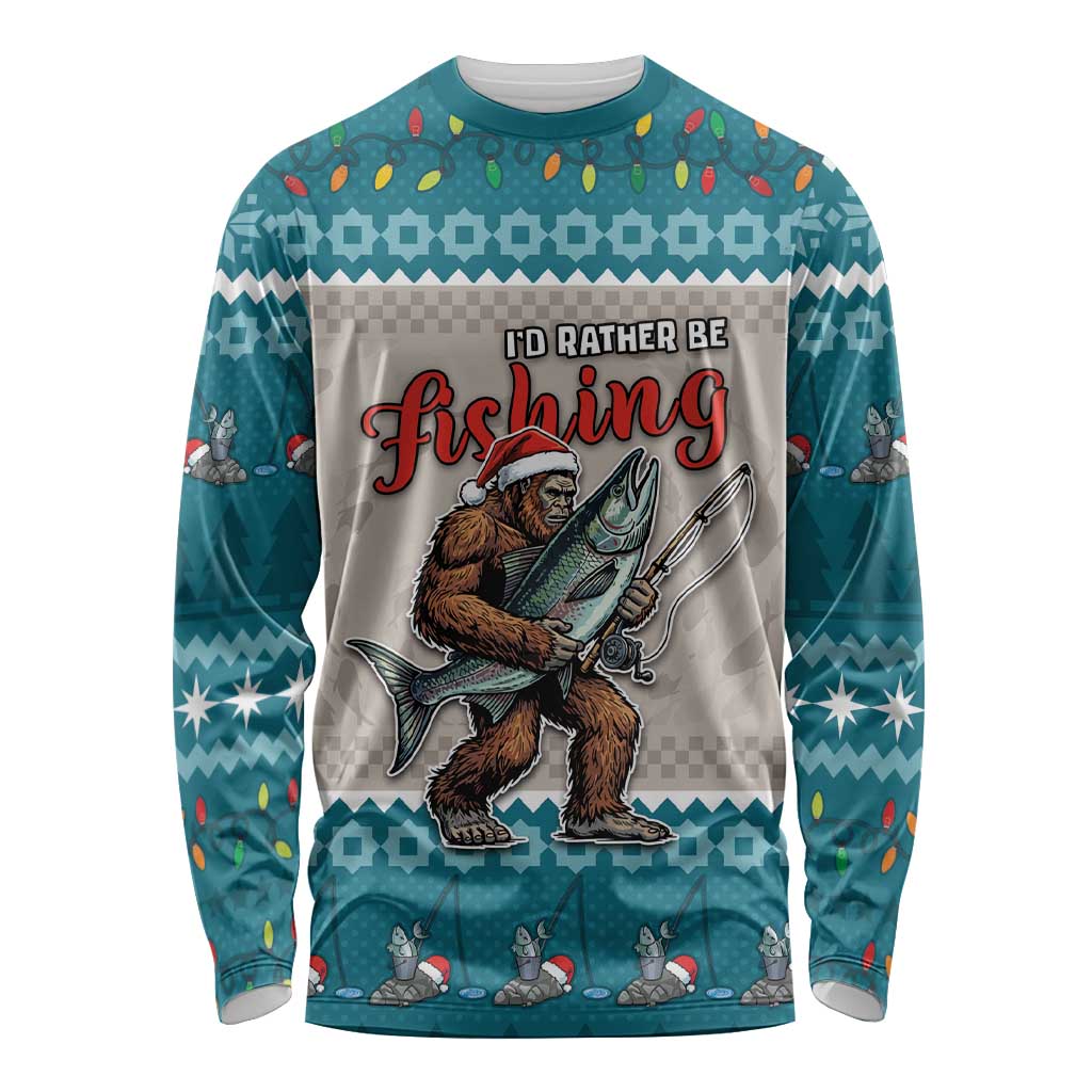 Bigfoot Fishing Christmas Long Sleeve Shirt Funny Style - Wonder Print Shop
