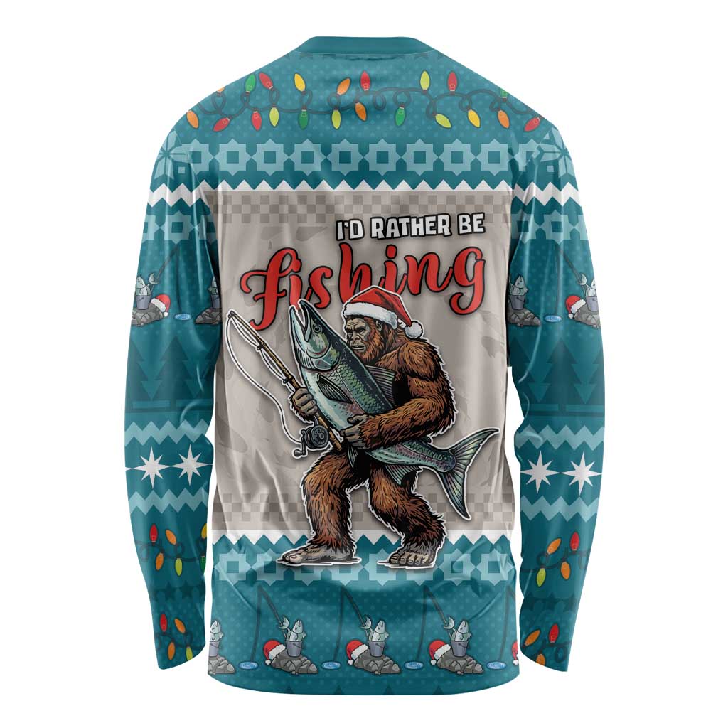 Bigfoot Fishing Christmas Long Sleeve Shirt Funny Style - Wonder Print Shop