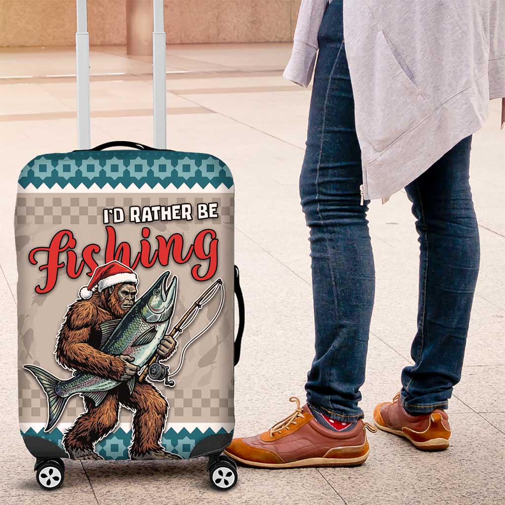 Bigfoot Fishing Christmas Luggage Cover Funny Style - Wonder Print Shop