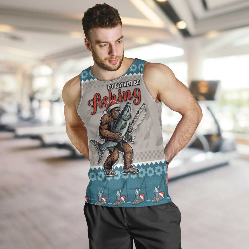Bigfoot Fishing Christmas Men Tank Top Funny Style - Wonder Print Shop