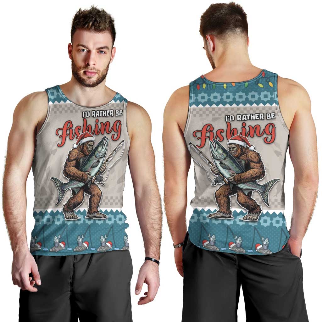 Bigfoot Fishing Christmas Men Tank Top Funny Style - Wonder Print Shop