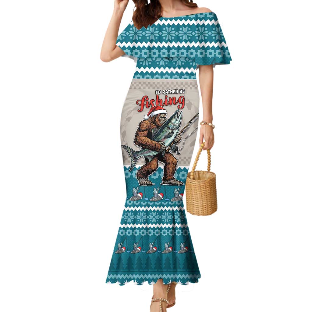 Bigfoot Fishing Christmas Mermaid Dress Funny Style - Wonder Print Shop