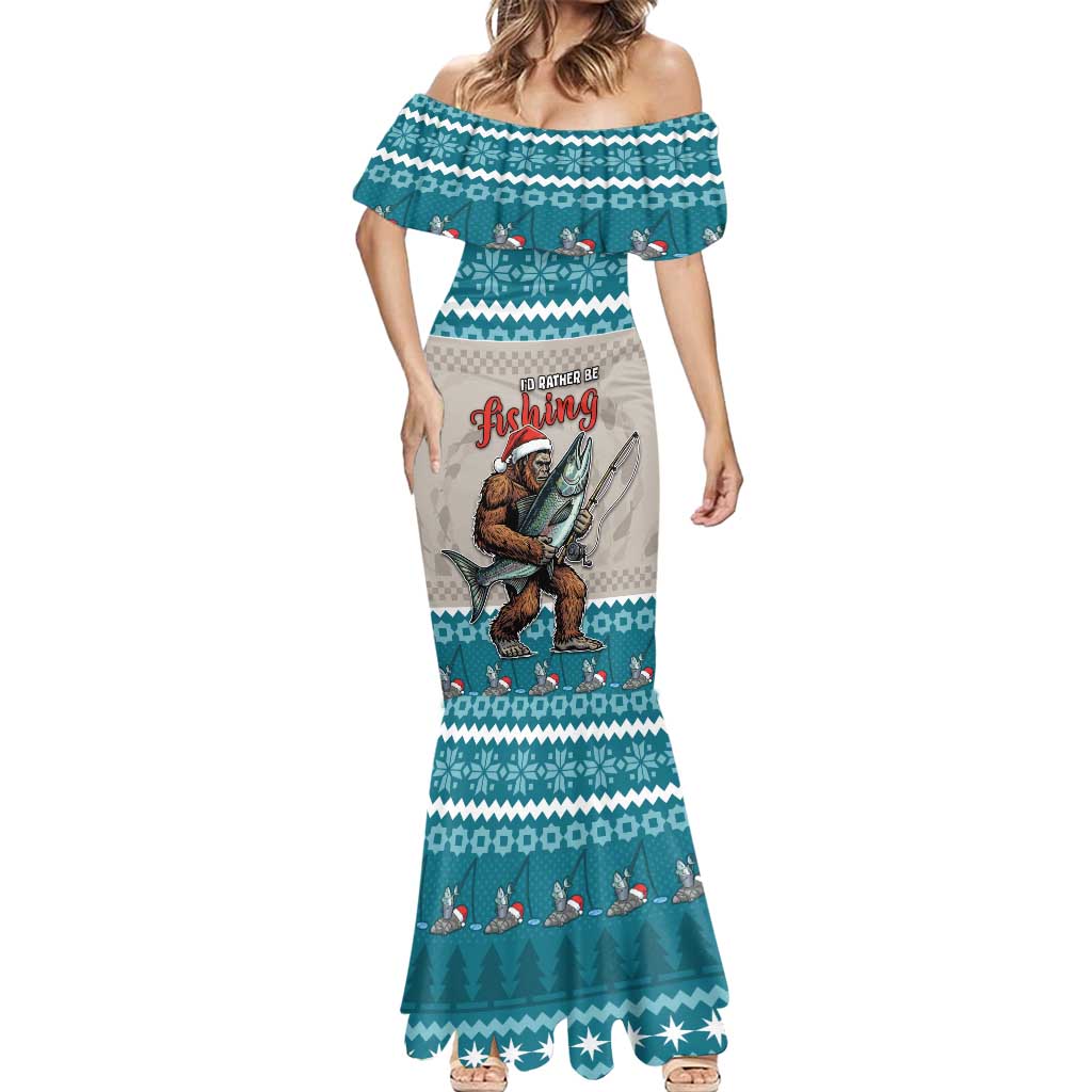 Bigfoot Fishing Christmas Mermaid Dress Funny Style - Wonder Print Shop
