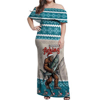 Bigfoot Fishing Christmas Off Shoulder Maxi Dress Funny Style - Wonder Print Shop