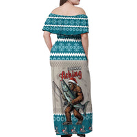 Bigfoot Fishing Christmas Off Shoulder Maxi Dress Funny Style - Wonder Print Shop
