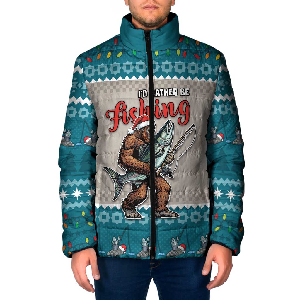 Bigfoot Fishing Christmas Padded Jacket Funny Style - Wonder Print Shop
