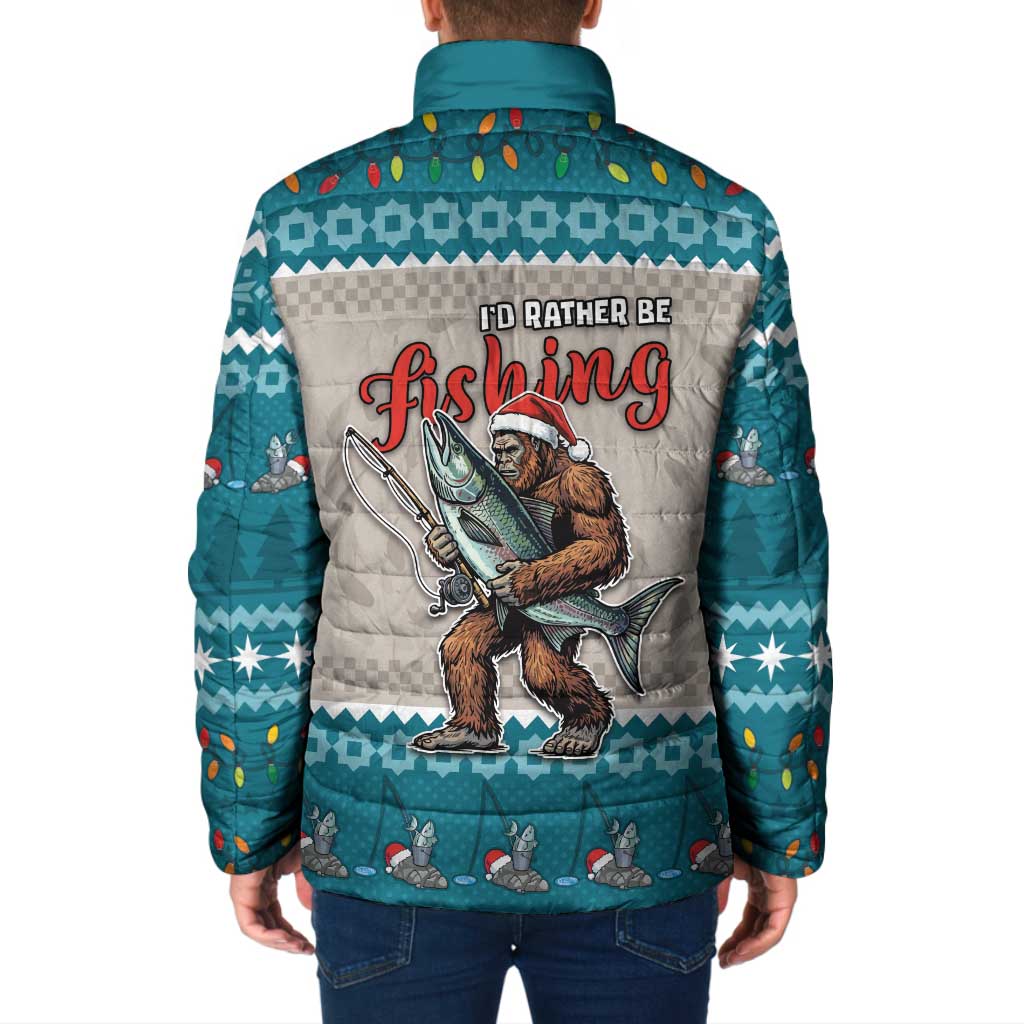 Bigfoot Fishing Christmas Padded Jacket Funny Style - Wonder Print Shop