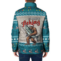 Bigfoot Fishing Christmas Padded Jacket Funny Style - Wonder Print Shop