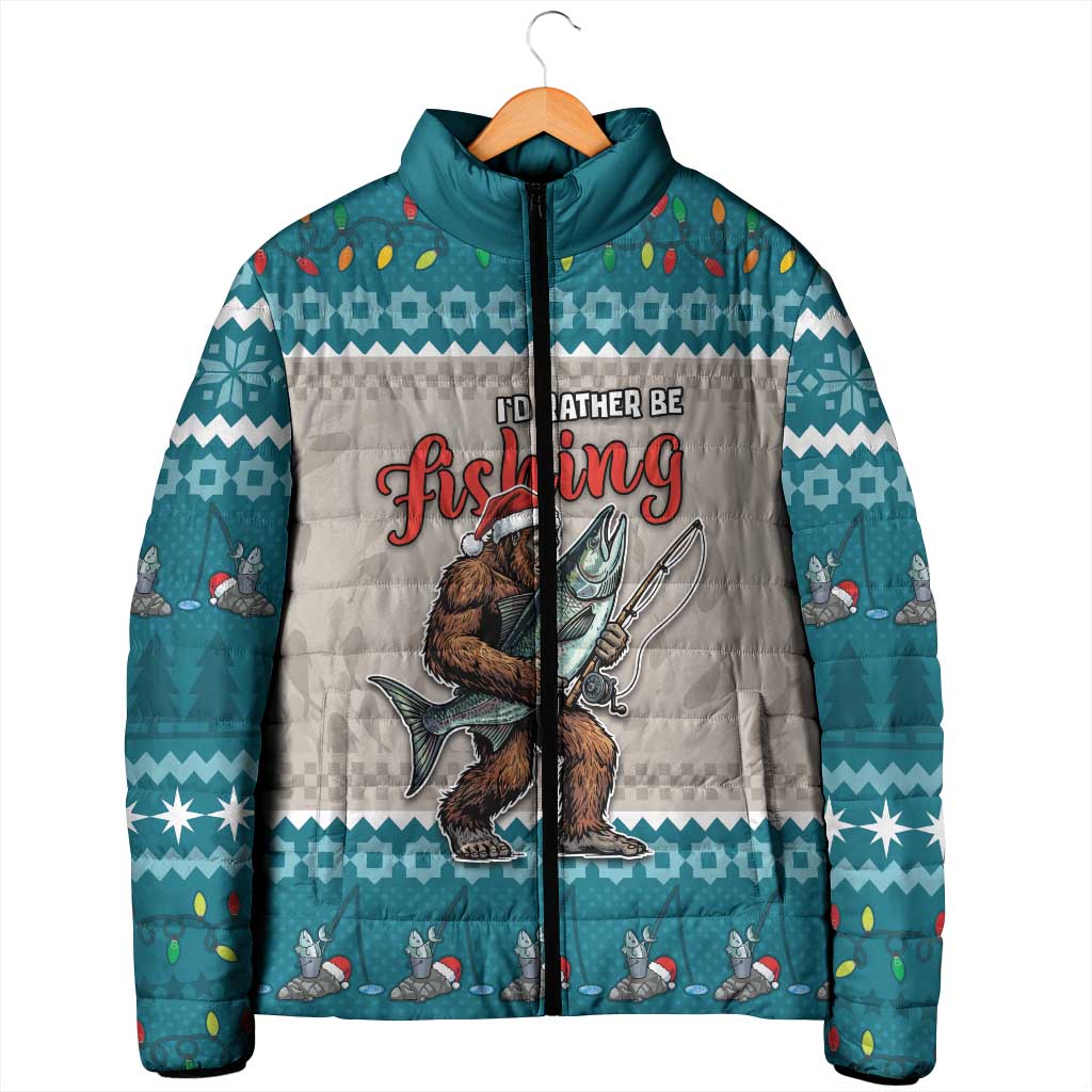 Bigfoot Fishing Christmas Padded Jacket Funny Style - Wonder Print Shop