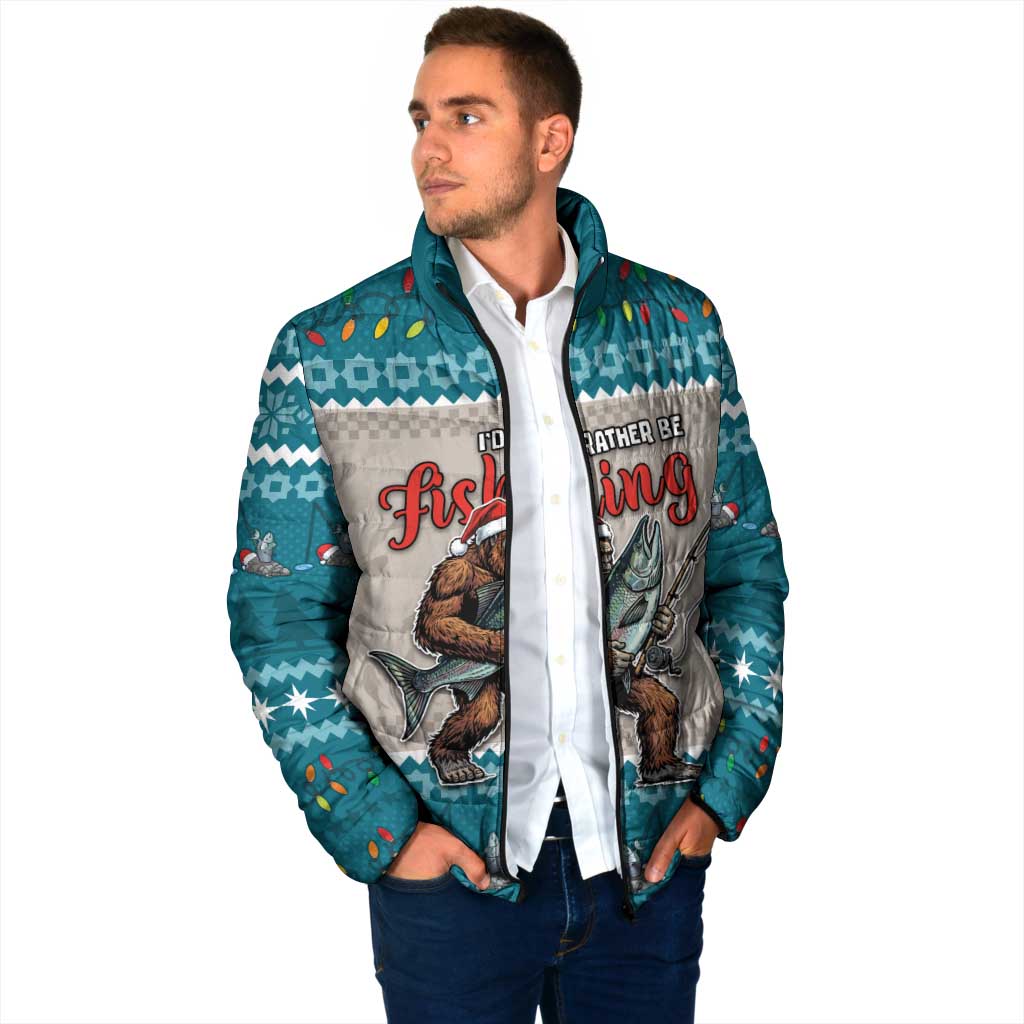 Bigfoot Fishing Christmas Padded Jacket Funny Style - Wonder Print Shop