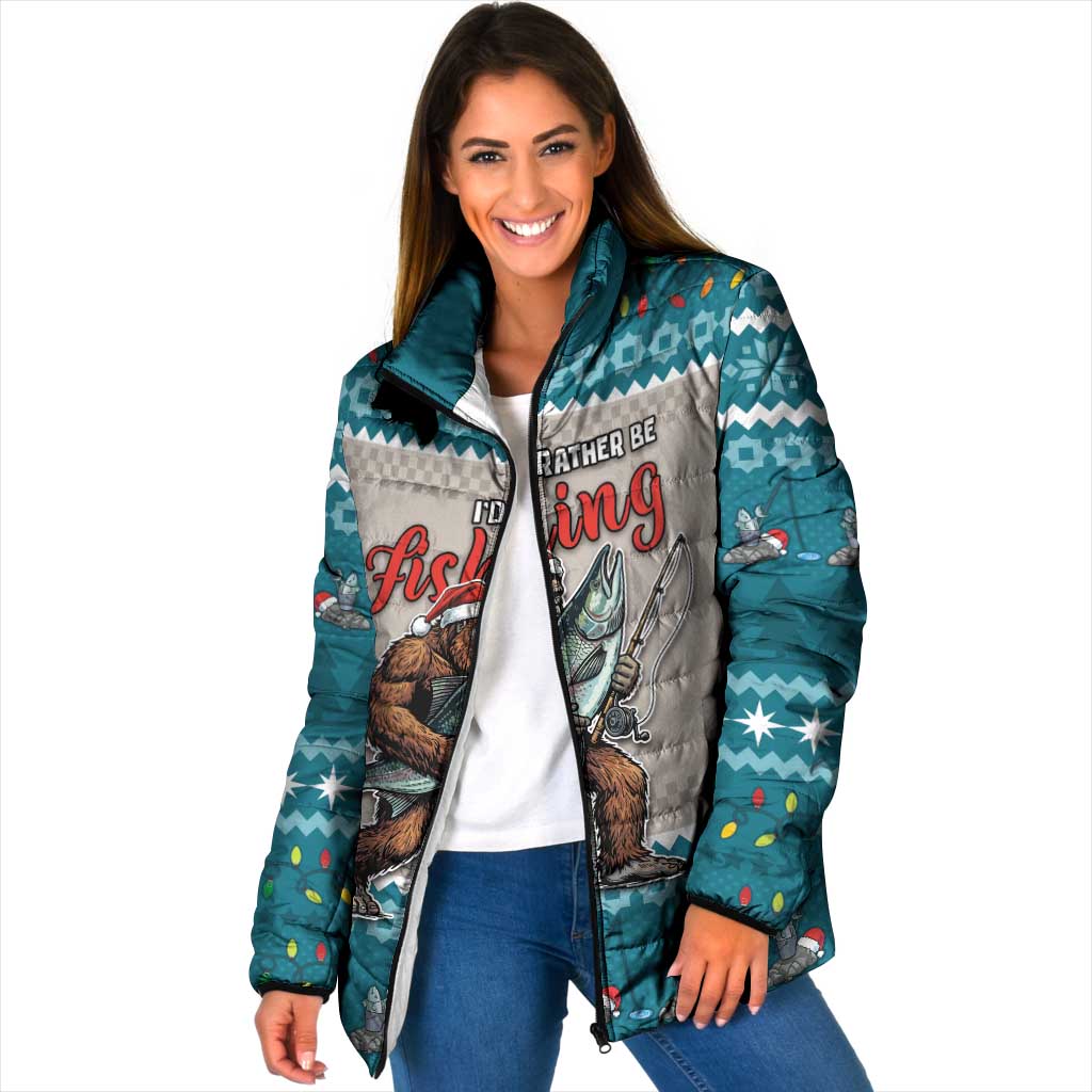 Bigfoot Fishing Christmas Padded Jacket Funny Style - Wonder Print Shop
