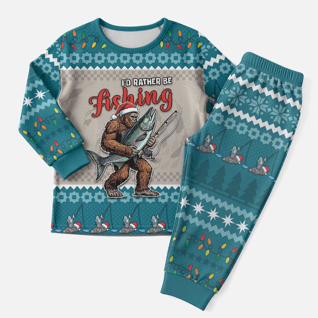 Fishing Christmas Pajama Set Bigfoot Xmas Funny Style - Wonder Print Shop