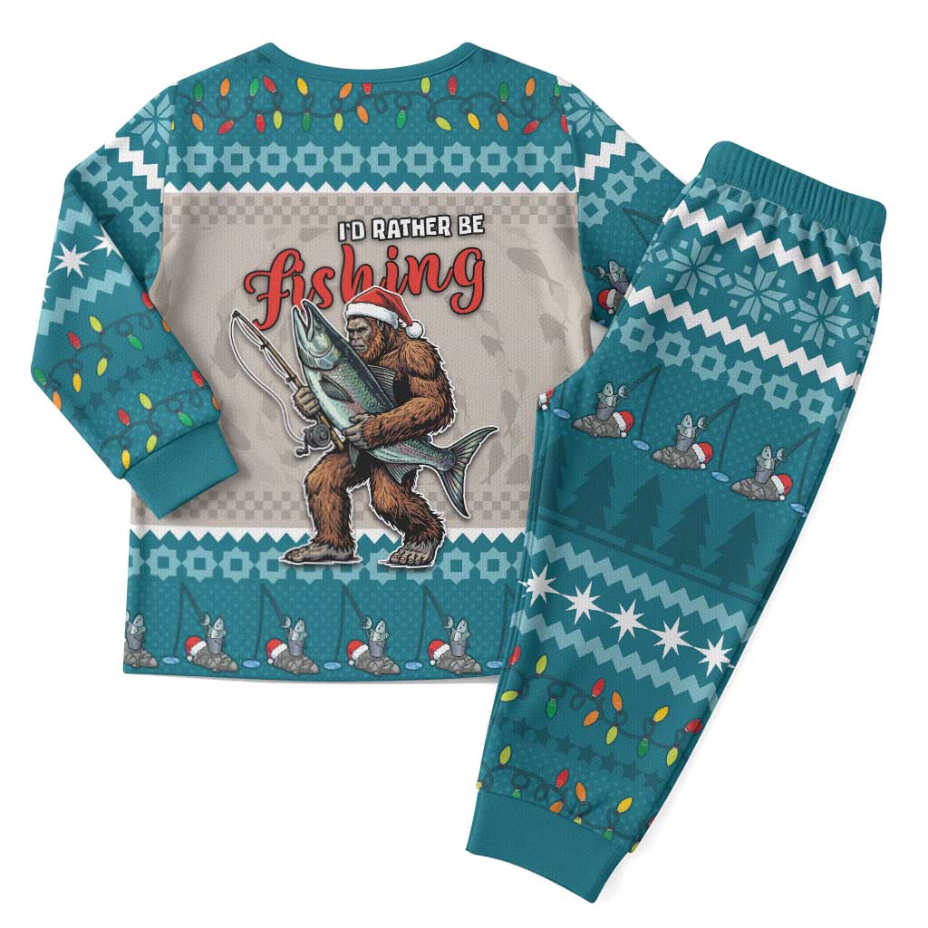 Fishing Christmas Pajama Set Bigfoot Xmas Funny Style - Wonder Print Shop