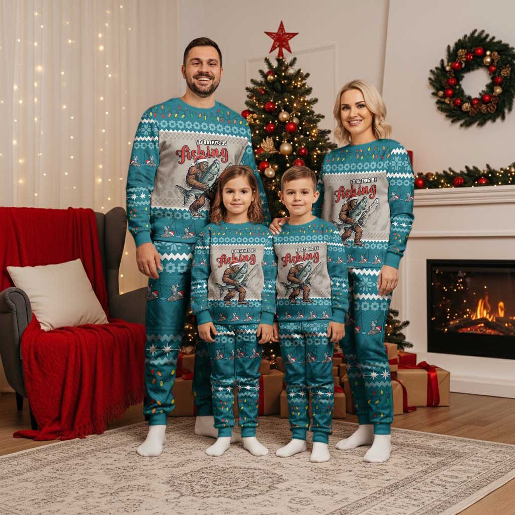 Fishing Christmas Pajama Set Bigfoot Xmas Funny Style - Wonder Print Shop