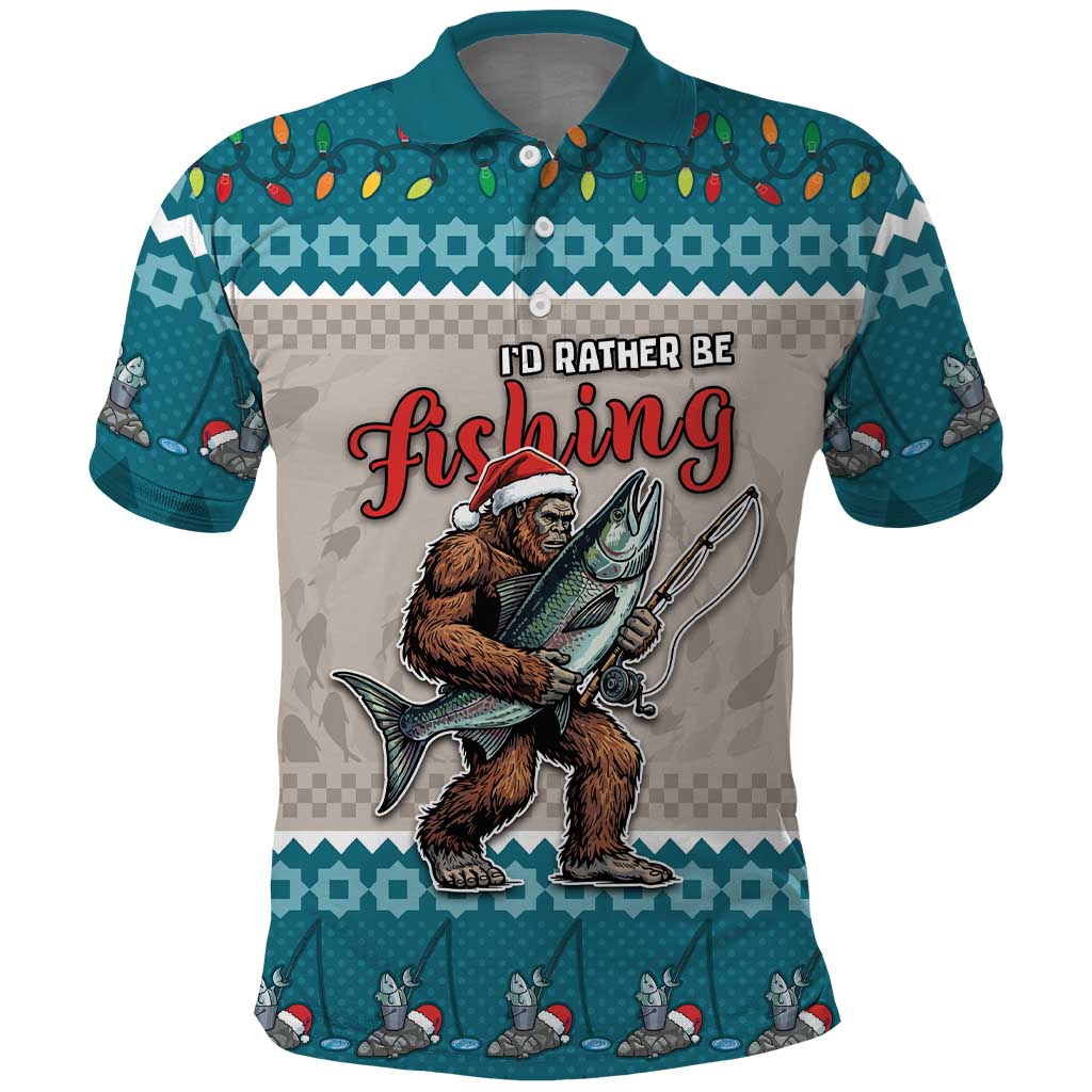 Bigfoot Fishing Christmas Polo Shirt Funny Style - Wonder Print Shop