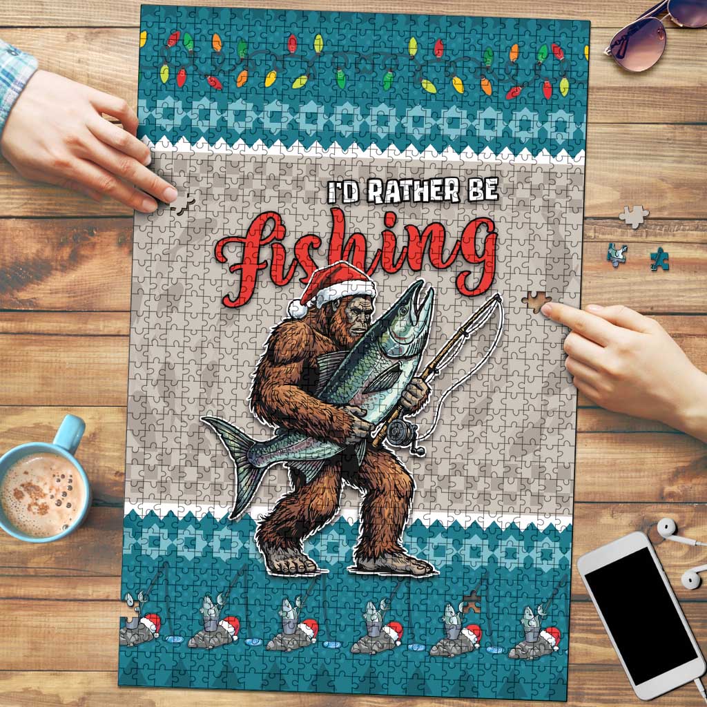 Bigfoot Fishing Christmas Puzzle Funny Style - Wonder Print Shop