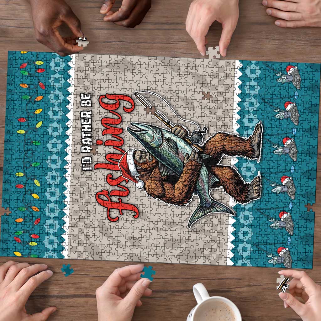 Bigfoot Fishing Christmas Puzzle Funny Style - Wonder Print Shop