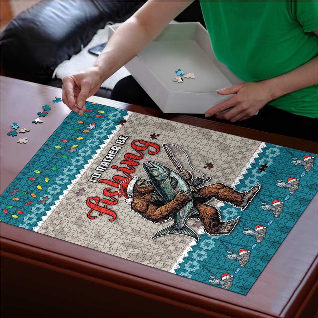 Bigfoot Fishing Christmas Puzzle Funny Style - Wonder Print Shop