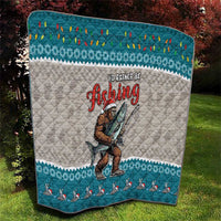 Bigfoot Fishing Christmas Quilt Funny Style - Wonder Print Shop