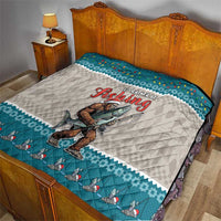 Bigfoot Fishing Christmas Quilt Funny Style - Wonder Print Shop