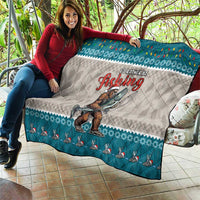 Bigfoot Fishing Christmas Quilt Funny Style - Wonder Print Shop