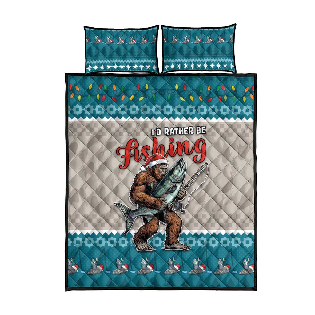 Bigfoot Fishing Christmas Quilt Bed Set Funny Style - Wonder Print Shop