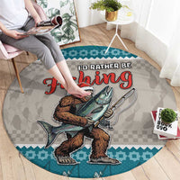 Bigfoot Fishing Christmas Round Carpet Funny Style - Wonder Print Shop