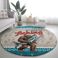 Bigfoot Fishing Christmas Round Carpet Funny Style - Wonder Print Shop