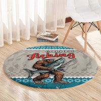 Bigfoot Fishing Christmas Round Carpet Funny Style - Wonder Print Shop