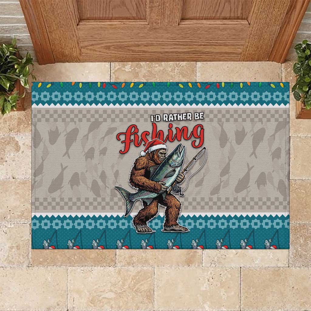 Bigfoot Fishing Christmas Rubber Doormat Funny Style - Wonder Print Shop