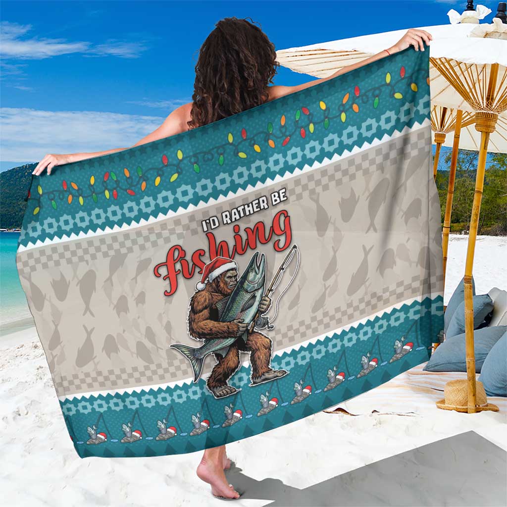 Bigfoot Fishing Christmas Sarong Funny Style - Wonder Print Shop