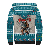 Bigfoot Fishing Christmas Sherpa Hoodie Funny Style - Wonder Print Shop