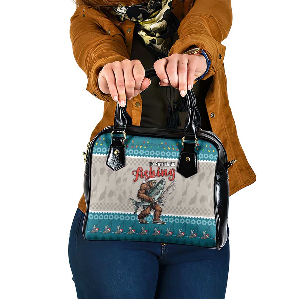 Bigfoot Fishing Christmas Shoulder Handbag Funny Style - Wonder Print Shop