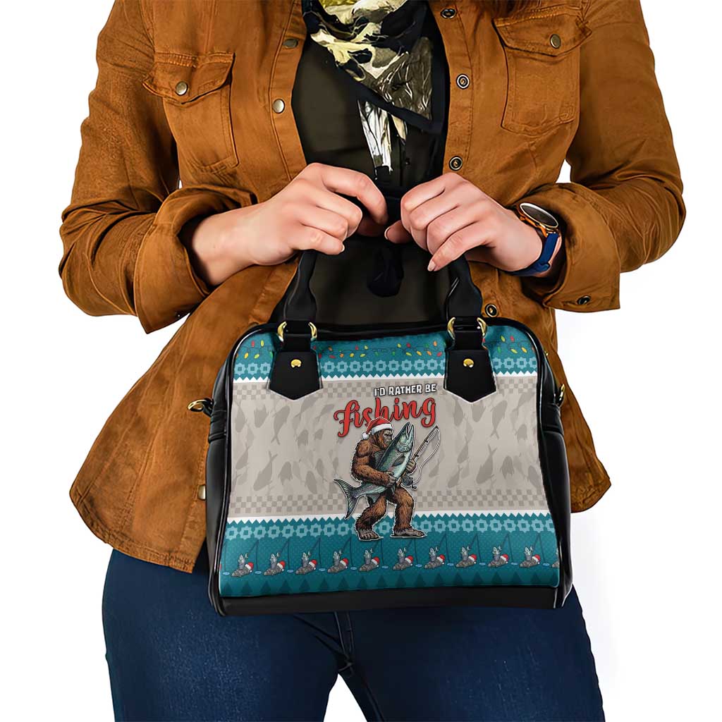 Bigfoot Fishing Christmas Shoulder Handbag Funny Style - Wonder Print Shop