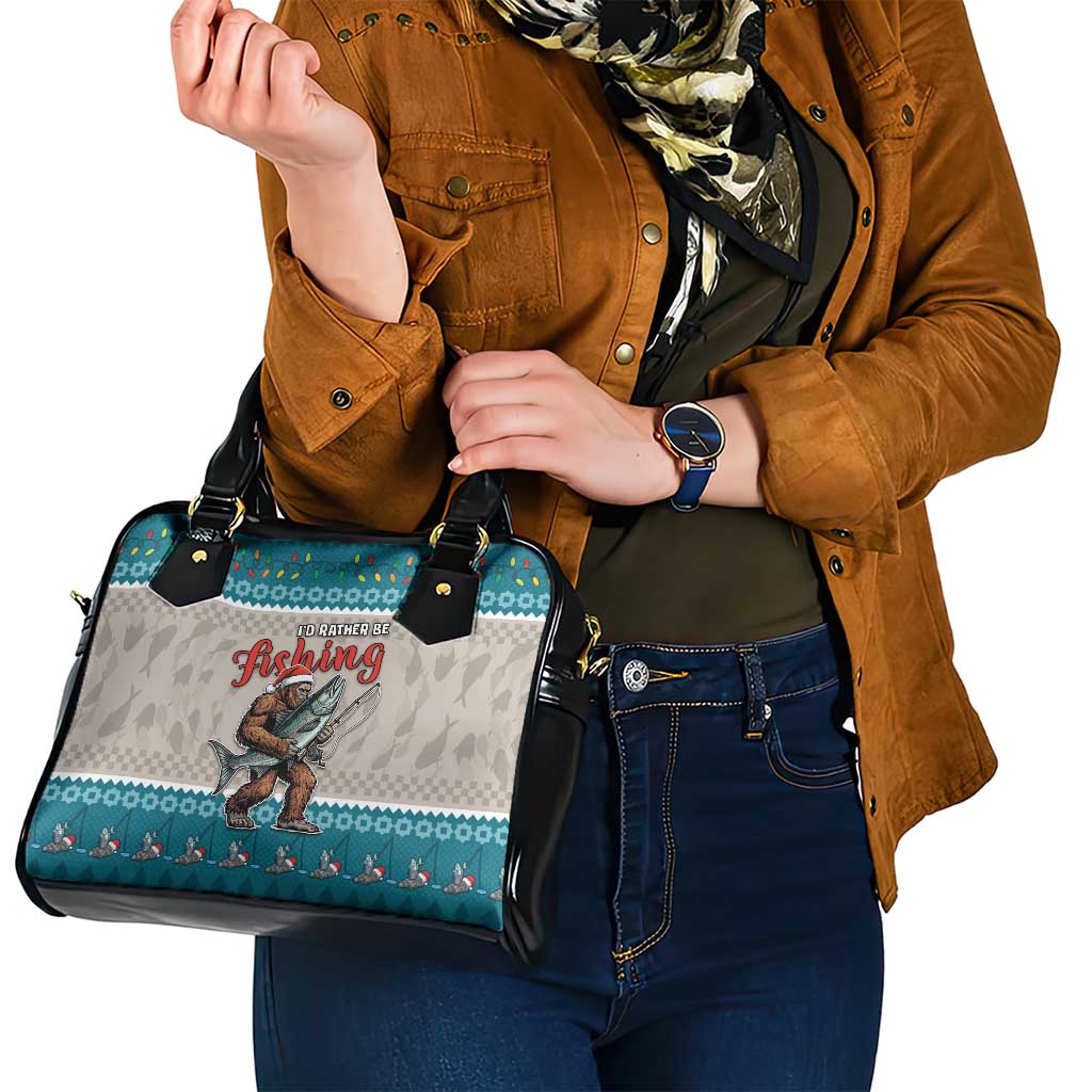Bigfoot Fishing Christmas Shoulder Handbag Funny Style - Wonder Print Shop