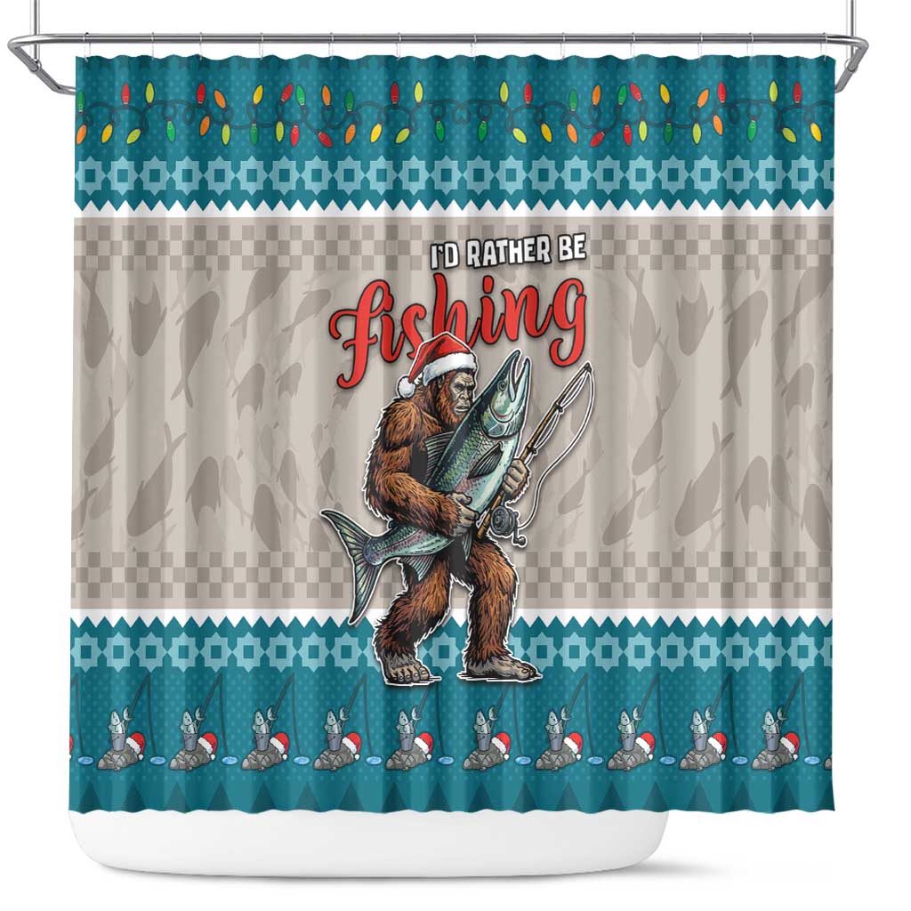 Bigfoot Fishing Christmas Shower Curtain Funny Style - Wonder Print Shop