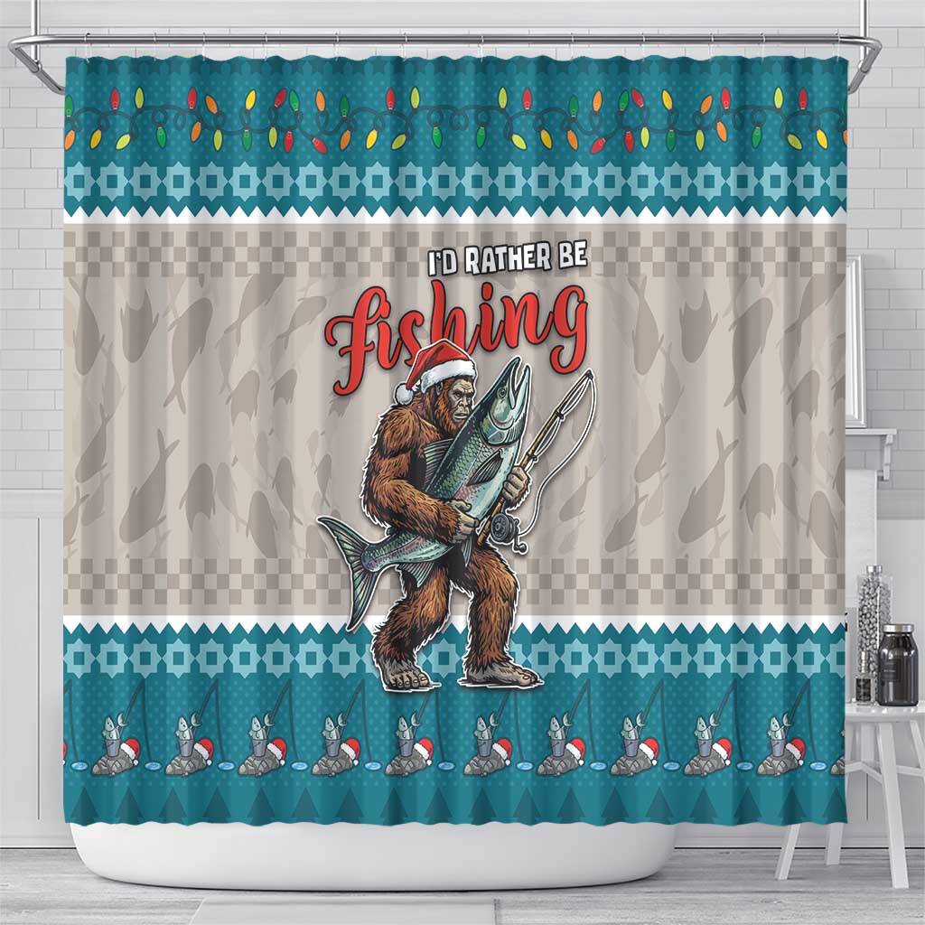 Bigfoot Fishing Christmas Shower Curtain Funny Style - Wonder Print Shop