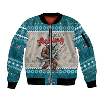 Bigfoot Fishing Christmas Sleeve Zip Bomber Jacket Funny Style - Wonder Print Shop