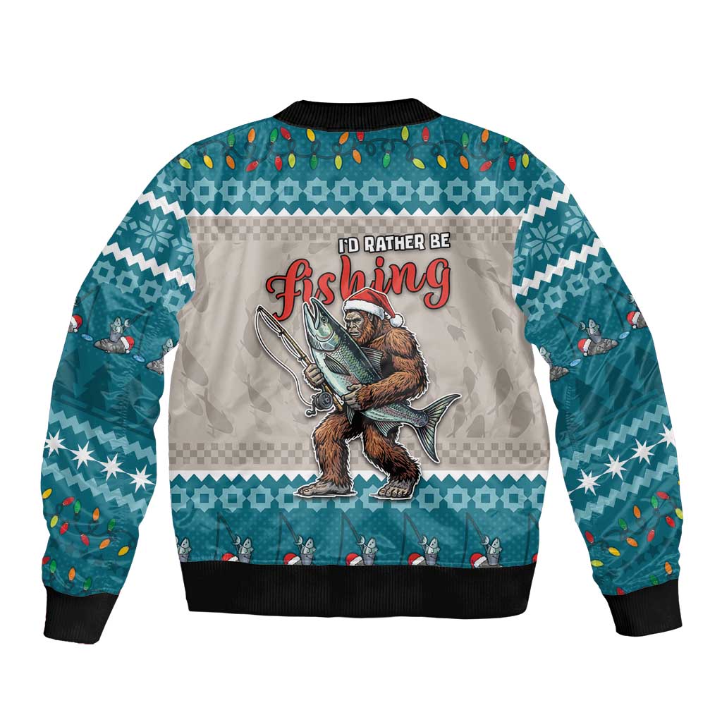 Bigfoot Fishing Christmas Sleeve Zip Bomber Jacket Funny Style - Wonder Print Shop