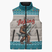 Bigfoot Fishing Christmas Sleeveless Puffer Jacket Funny Style - Wonder Print Shop