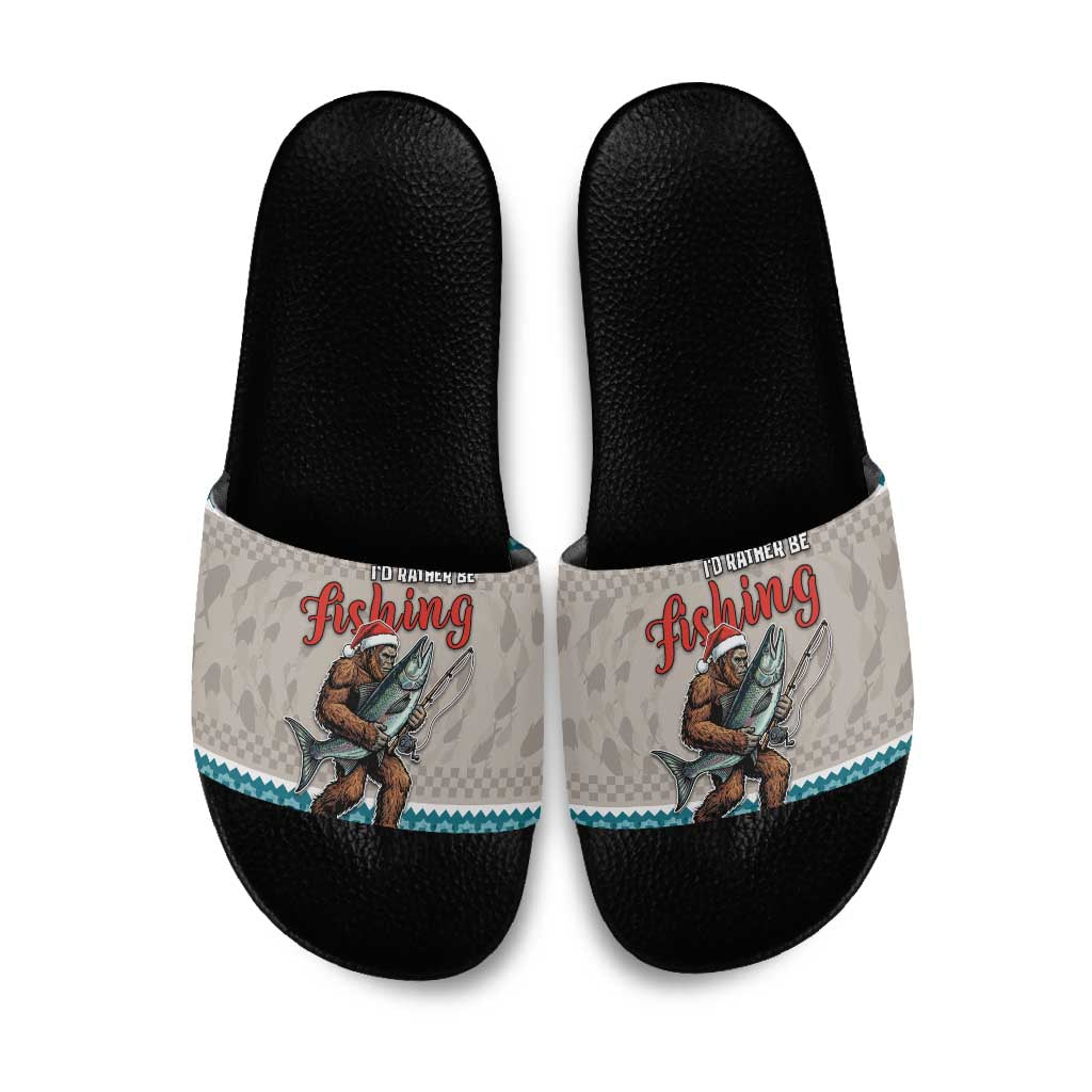 Bigfoot Fishing Christmas Slide Sandals Funny Style - Wonder Print Shop